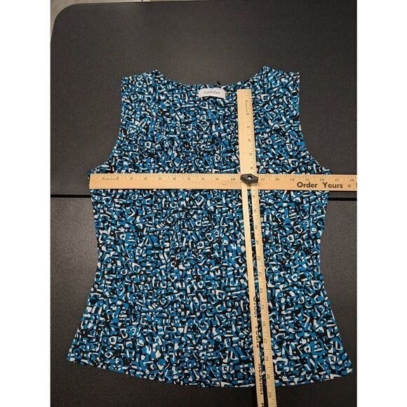 Calvin Klein Sleeveless Blue, Black, and White Print Top Women's Size Small - Picture 5 of 5